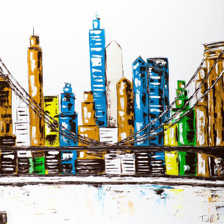 Original Abstract Cities Painting by Dell Camargo