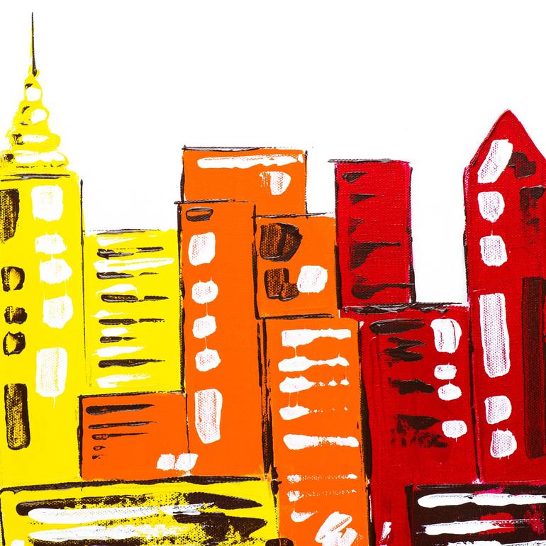 Original Abstract Cities Painting by Dell Camargo