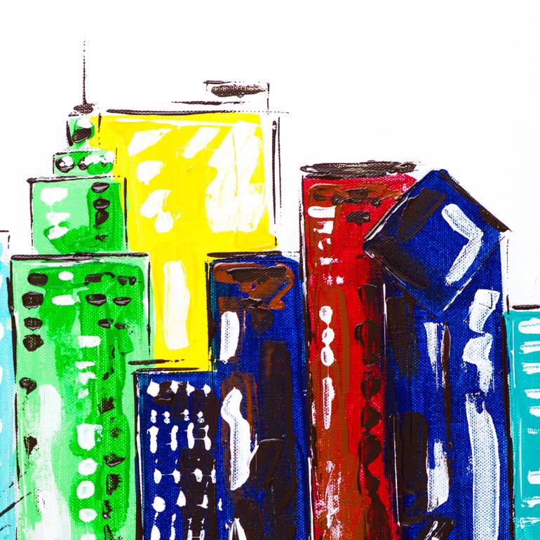 Original Abstract Cities Painting by Dell Camargo