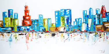 Original Abstract Cities Paintings by Dell Camargo