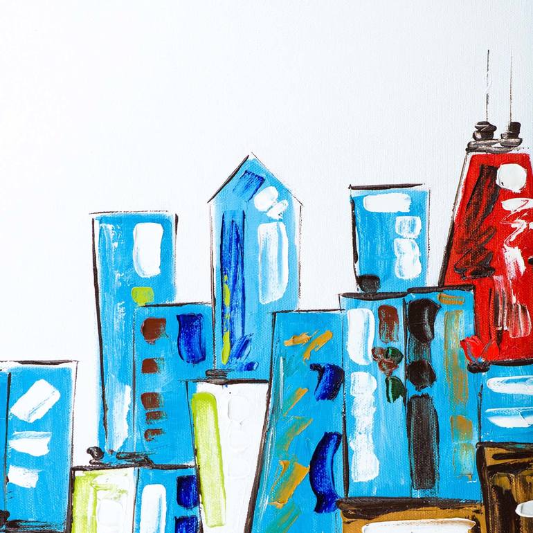 Original Abstract Cities Painting by Dell Camargo