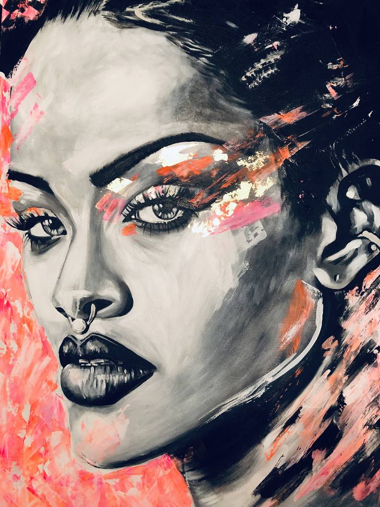 Original Pop CultureCelebrity Painting by Sylvia Cohen  Expressionism Art on Canvas  Riri