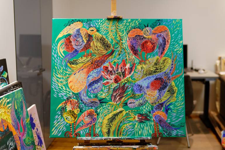 Original Impressionism Animal Painting by Anna Lutrea