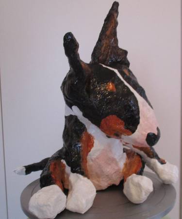 English Bull Terrier Sculpture Tri-colour thumb
