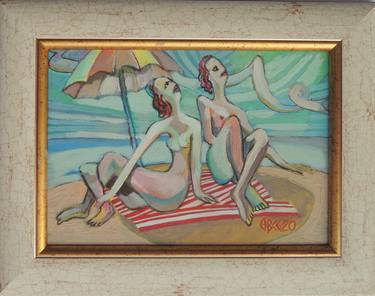 Original Art Deco Beach Paintings by Veselin Kostadinov