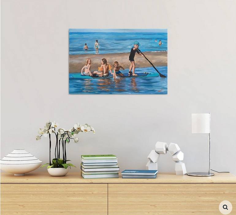 Original Impressionism Beach Painting by Elena Sokolova