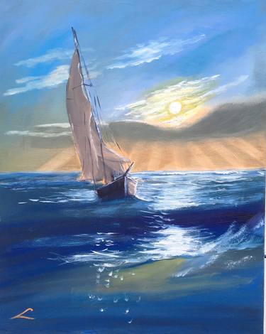 Original Boat Paintings by Elena Sokolova