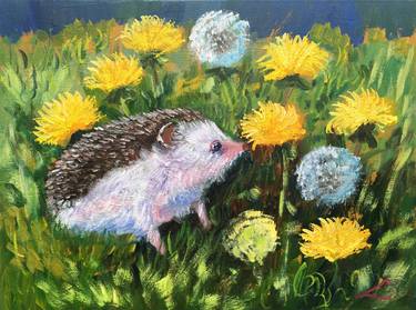 Original Impressionism Animal Painting by Elena Sokolova