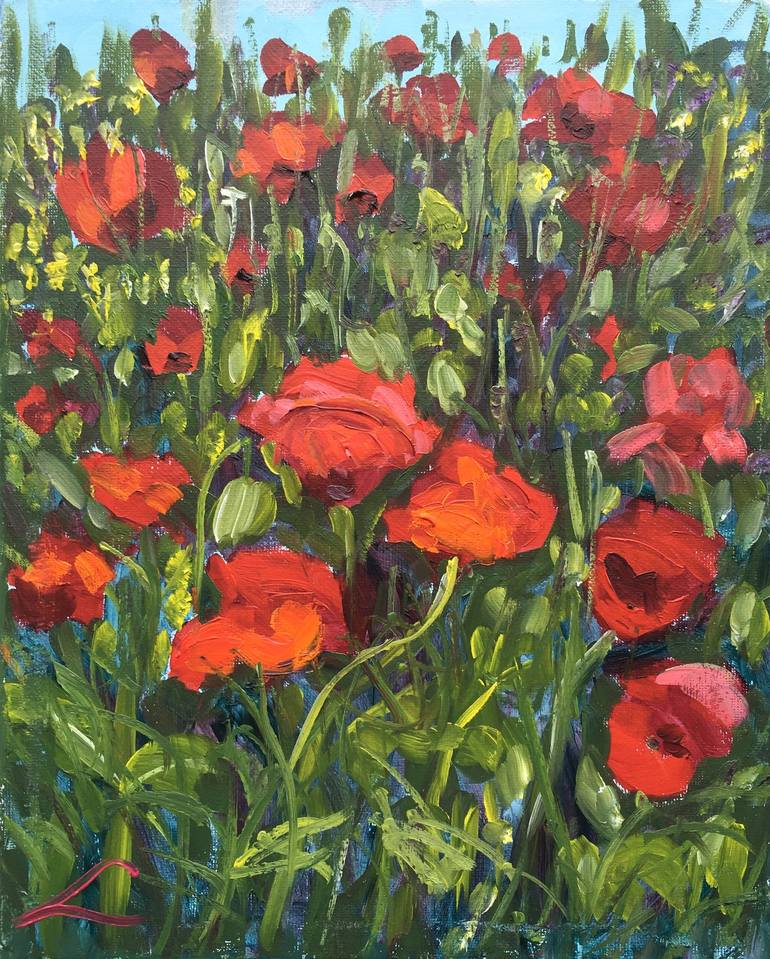 Poppies 2024 Painting by Elena Sokolova | Saatchi Art