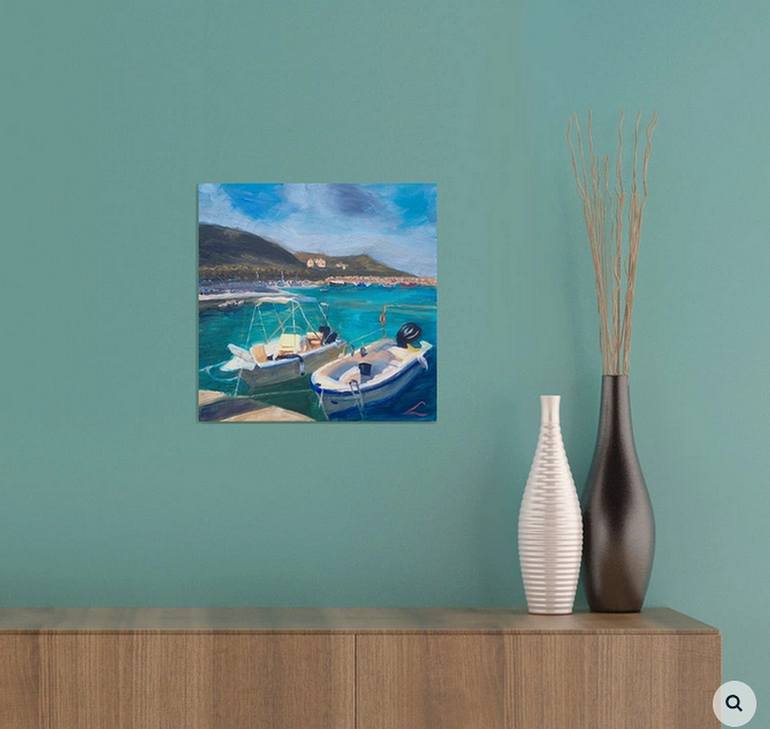 Original Impressionism Boat Painting by Elena Sokolova