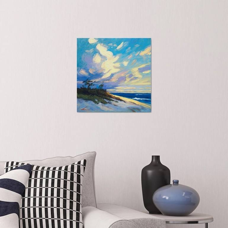 Original Impressionism Beach Painting by Elena Sokolova