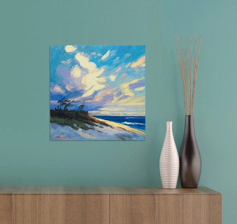 Original Impressionism Beach Painting by Elena Sokolova