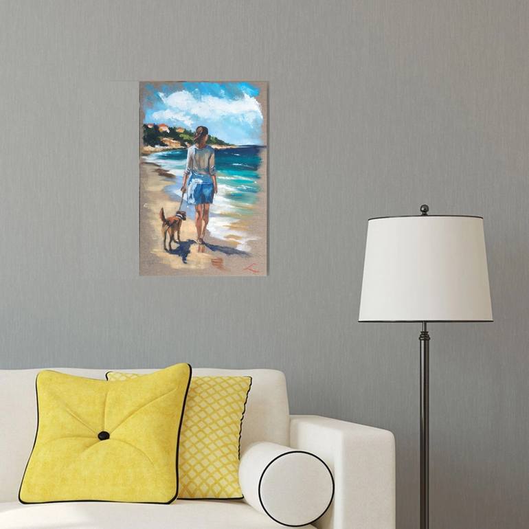Original Impressionism Beach Painting by Elena Sokolova