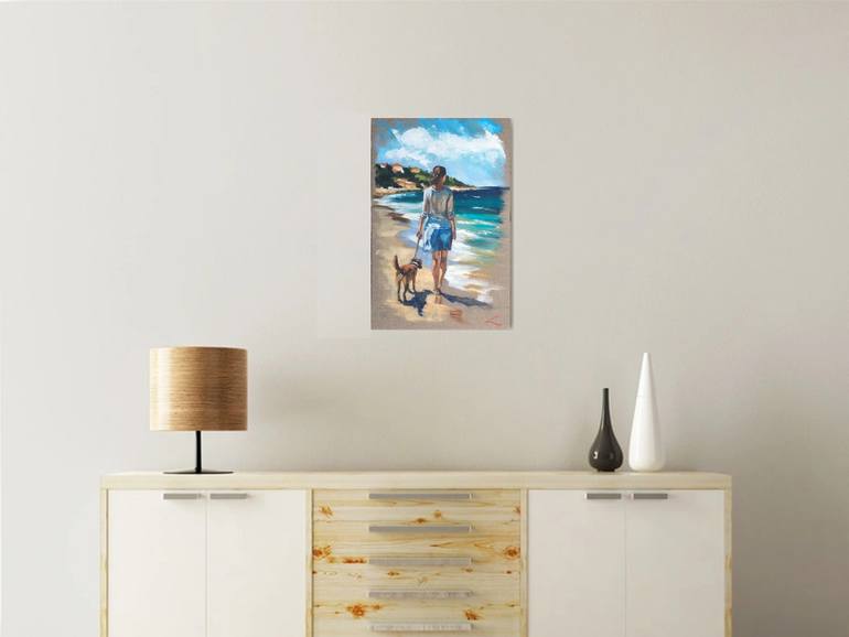 Original Impressionism Beach Painting by Elena Sokolova