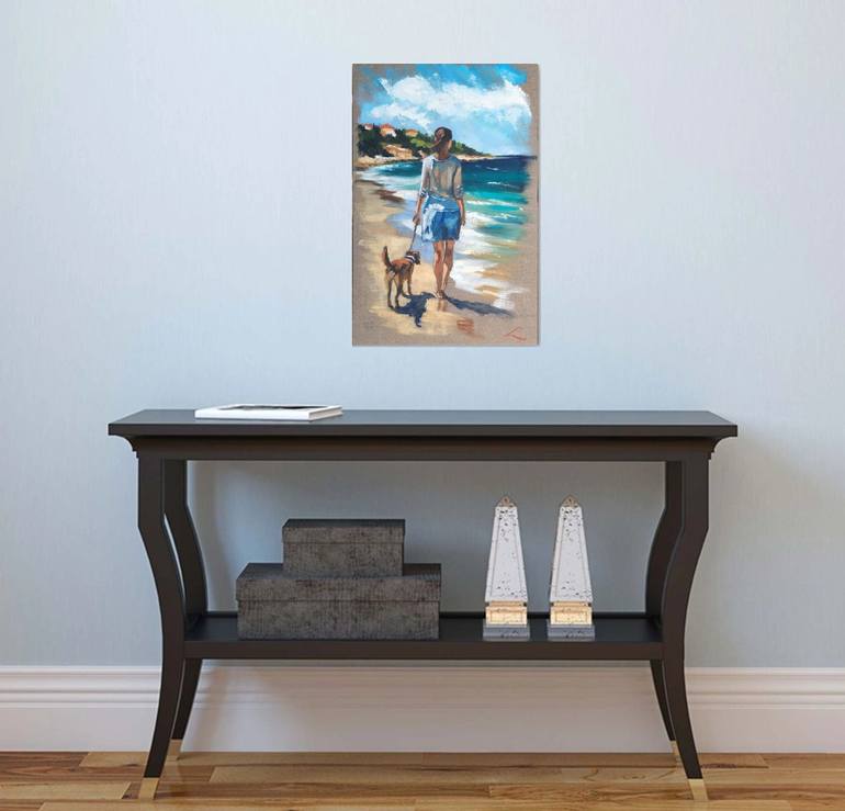 Original Impressionism Beach Painting by Elena Sokolova