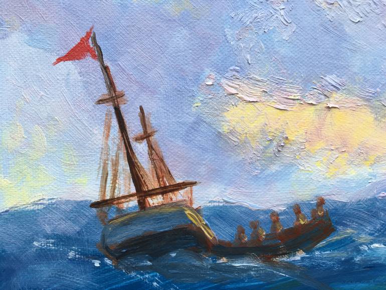 Original Impressionism Seascape Painting by Elena Sokolova