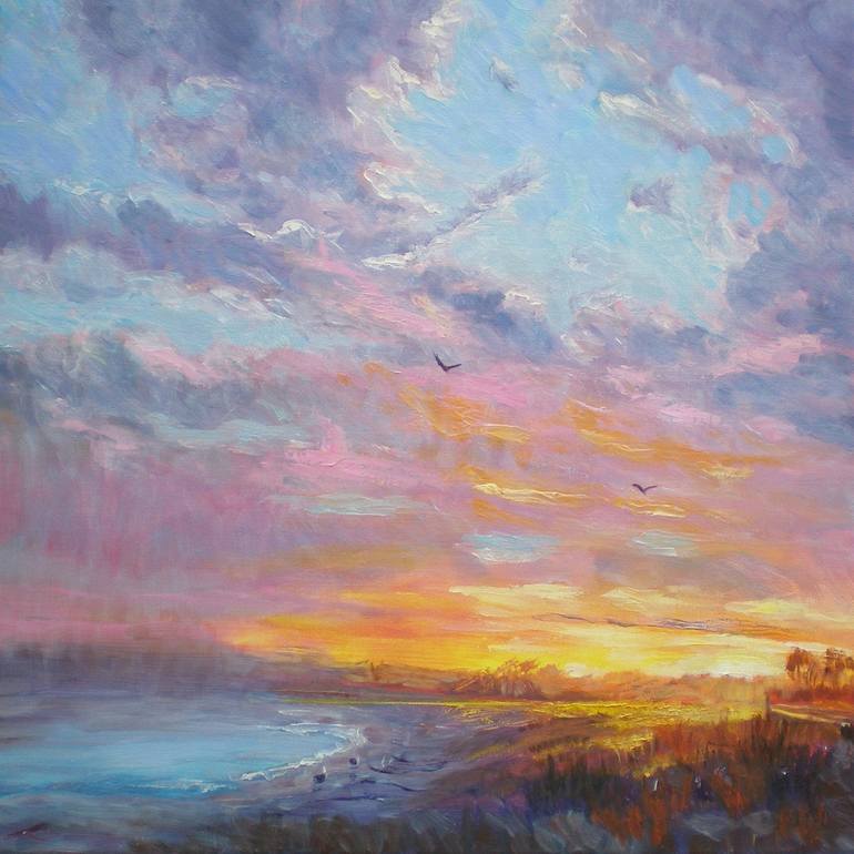 Beach Sunset Painting By Elena Sokolova Saatchi Art