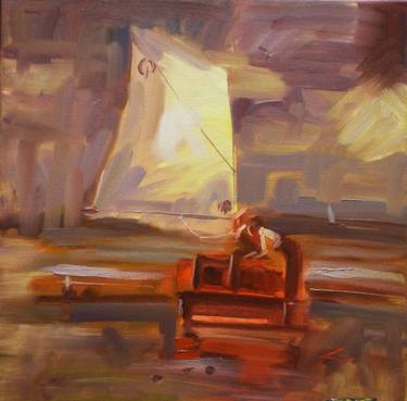Original Impressionism Sailboat Paintings by Elena Sokolova