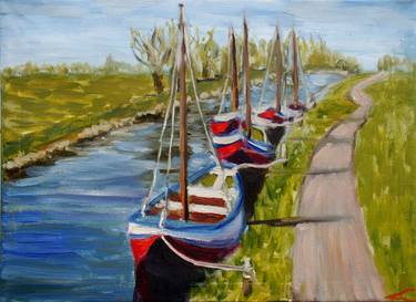 Print of Impressionism Boat Paintings by Elena Sokolova