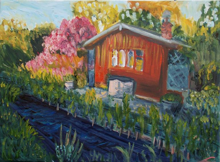 Spring barn Painting by Elena Sokolova | Saatchi Art