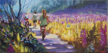 Original Impressionism Bicycle Paintings by Elena Sokolova