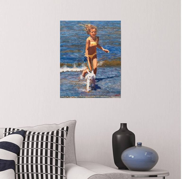 Original Impressionism Beach Painting by Elena Sokolova