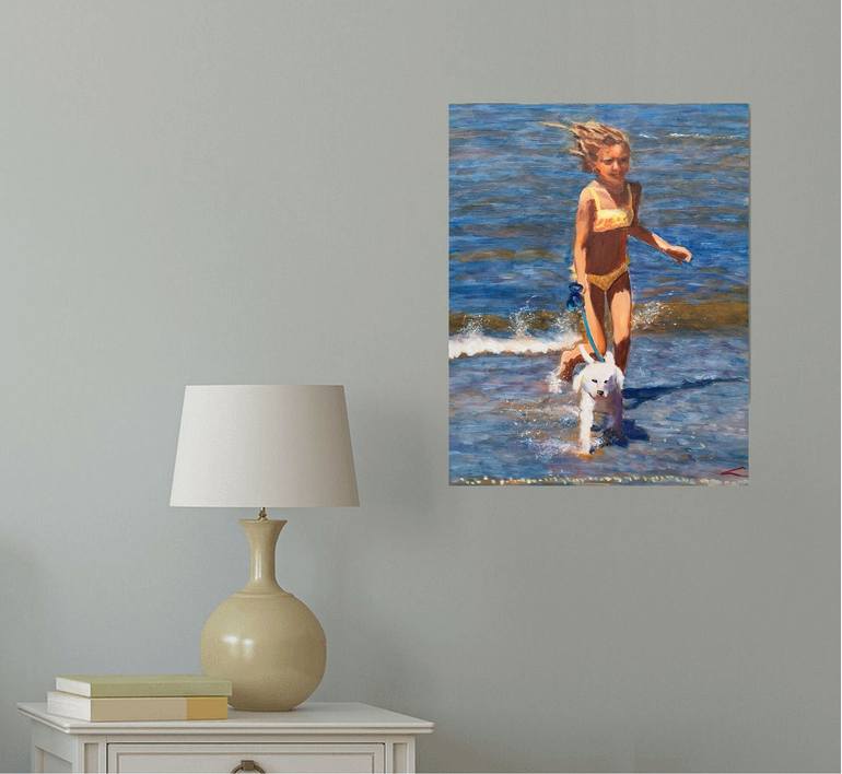 Original Impressionism Beach Painting by Elena Sokolova
