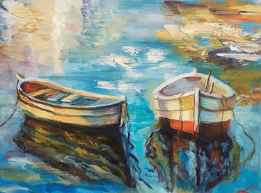 Print of Impressionism Boat Paintings by Elena Sokolova