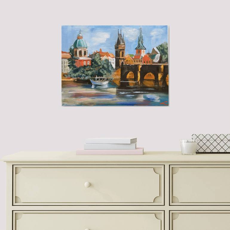 Original Impressionism Architecture Painting by Elena Sokolova
