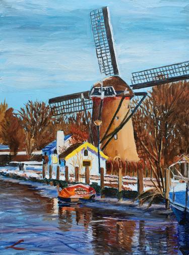 Winter windmill in Maasluis thumb