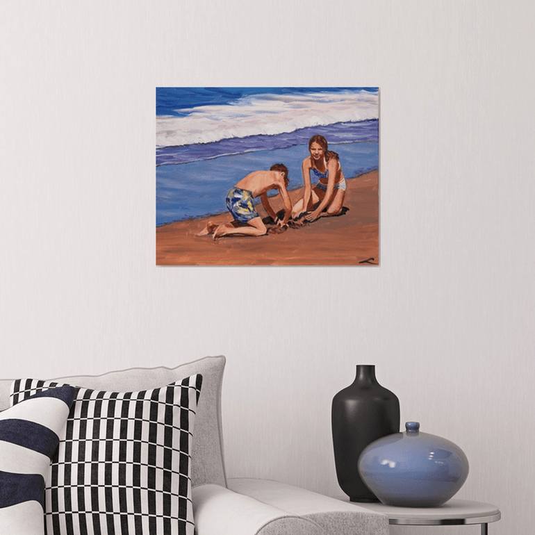 Original Beach Painting by Elena Sokolova