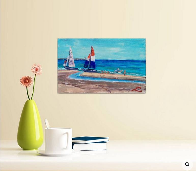 Original Impressionism Beach Painting by Elena Sokolova