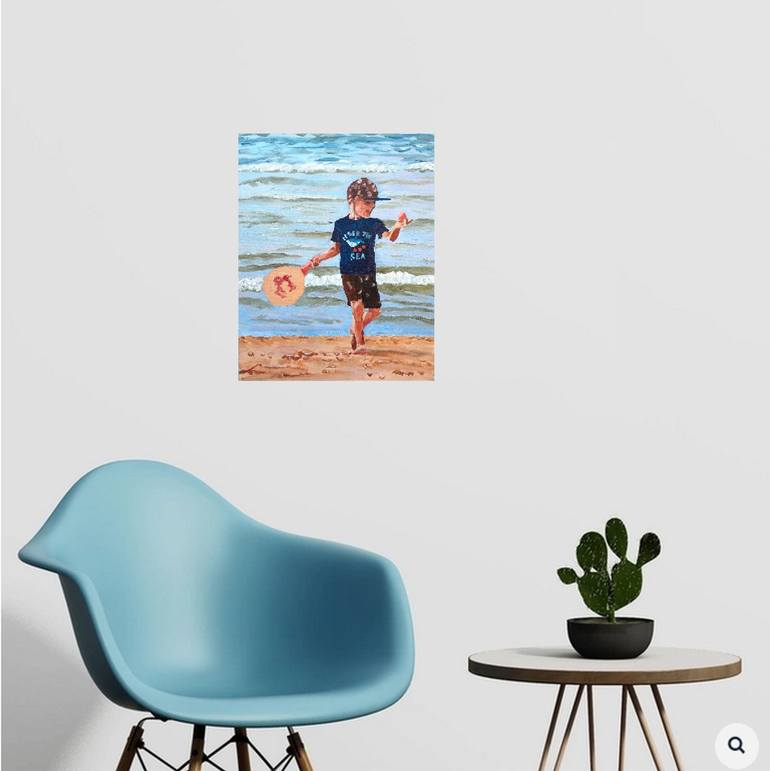 Original Impressionism Children Painting by Elena Sokolova