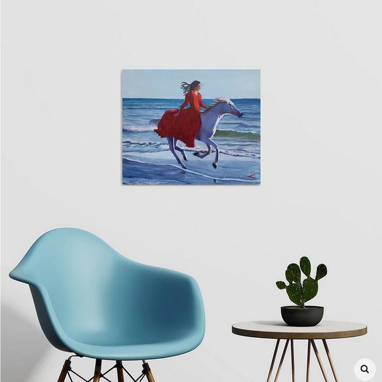 Original Impressionism Beach Painting by Elena Sokolova