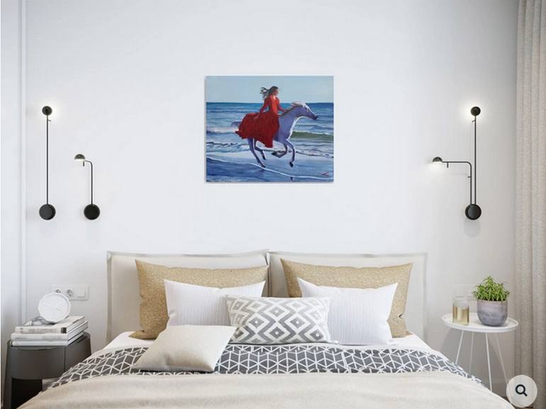 Original Impressionism Beach Painting by Elena Sokolova