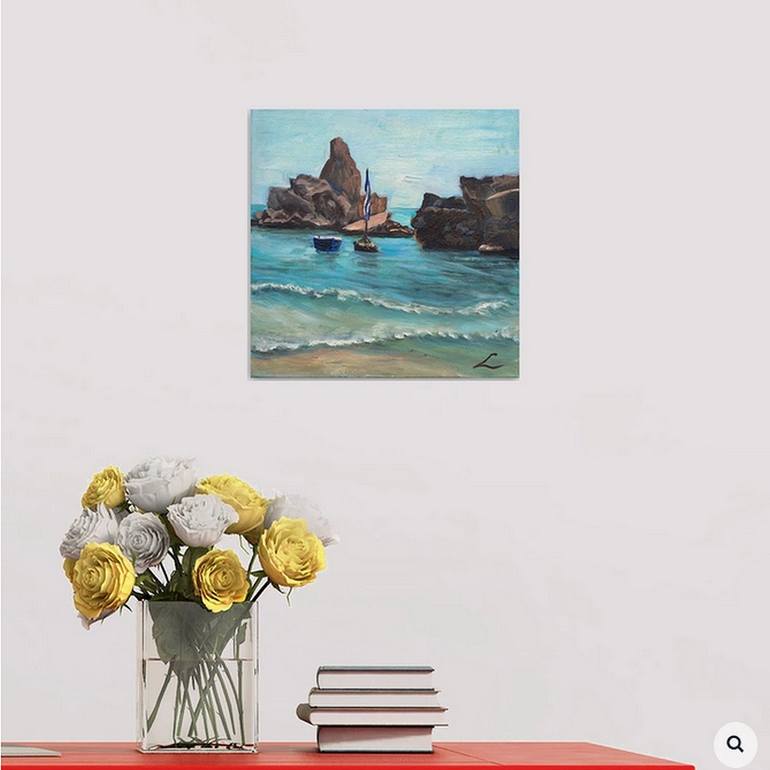 Original Impressionism Beach Painting by Elena Sokolova