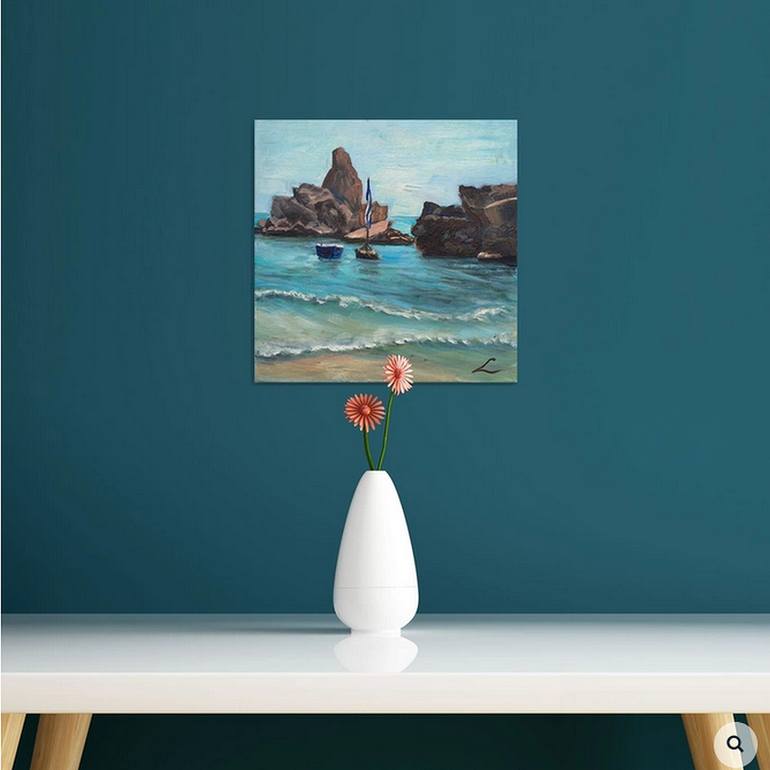 Original Impressionism Beach Painting by Elena Sokolova