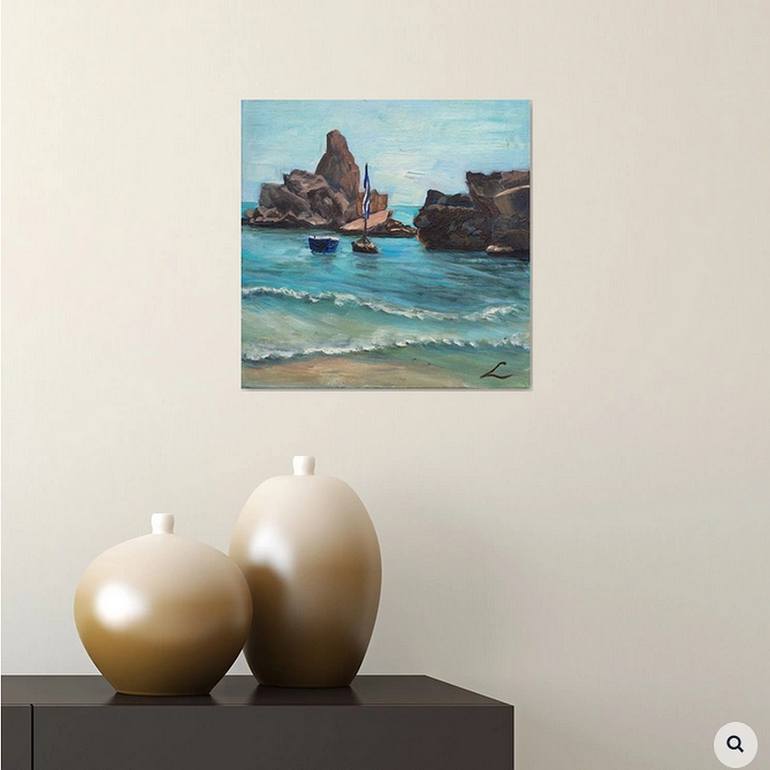 Original Impressionism Beach Painting by Elena Sokolova