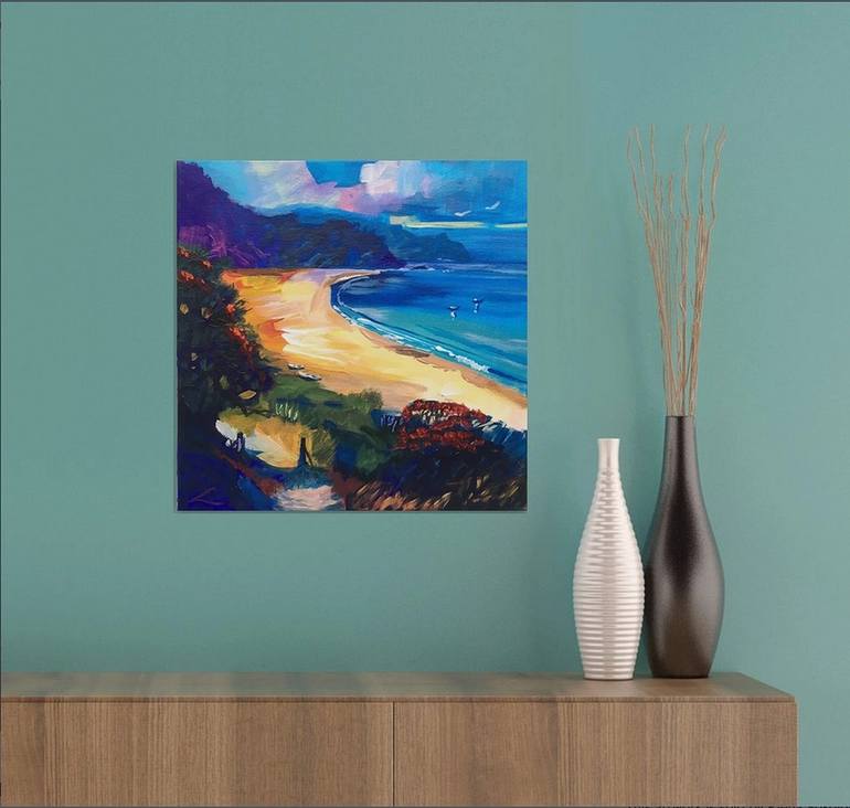 Original Impressionism Beach Painting by Elena Sokolova