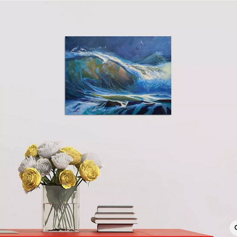 Original Impressionism Seascape Painting by Elena Sokolova