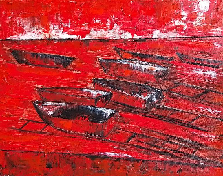 Original Conceptual Boat Paintings by Shabana Godhrawala
