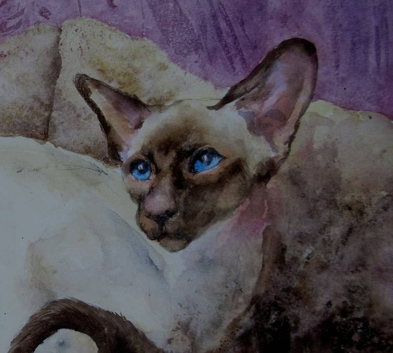 Original Impressionism Cats Painting by Claire Bartlett