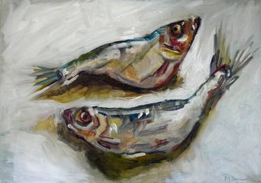 Two Fish, oil on wood thumb