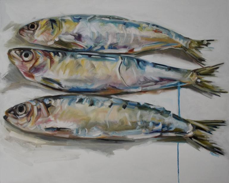 Three Sardines Painting by Michelle Parsons Saatchi Art