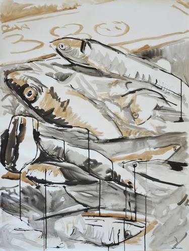 Original Expressionism Fish Drawings by Michelle Parsons