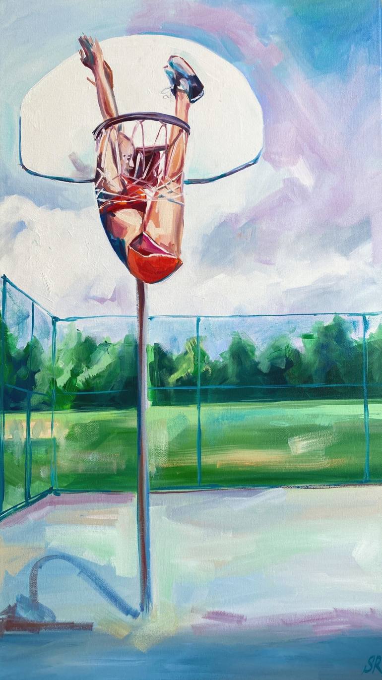 THE MOST RUTHLESS - original oil painting, small format pop art,  basketball, decor home, wall art Painting by Sasha Robinson
