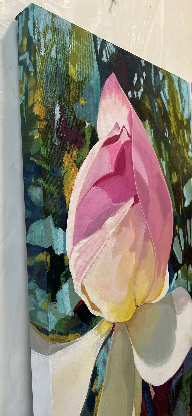 Original Painterly Abstraction Floral Painting by Maria Morales