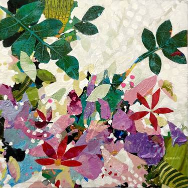 Original Abstract Floral Mixed Media by Maria Morales