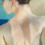 Colorful oil painting of a woman's back showing the beautiful curves.