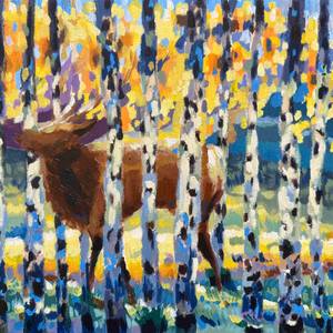 Elk and aspens from memory